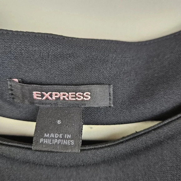 Express Black Cream Asymmetrical Color Block‎ Sleeveless Sheath Dress Size 6 - Picture 9 of 10